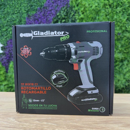 🔋 TALADRO C/ PERCUTOR RECARGABLE GLADIATOR